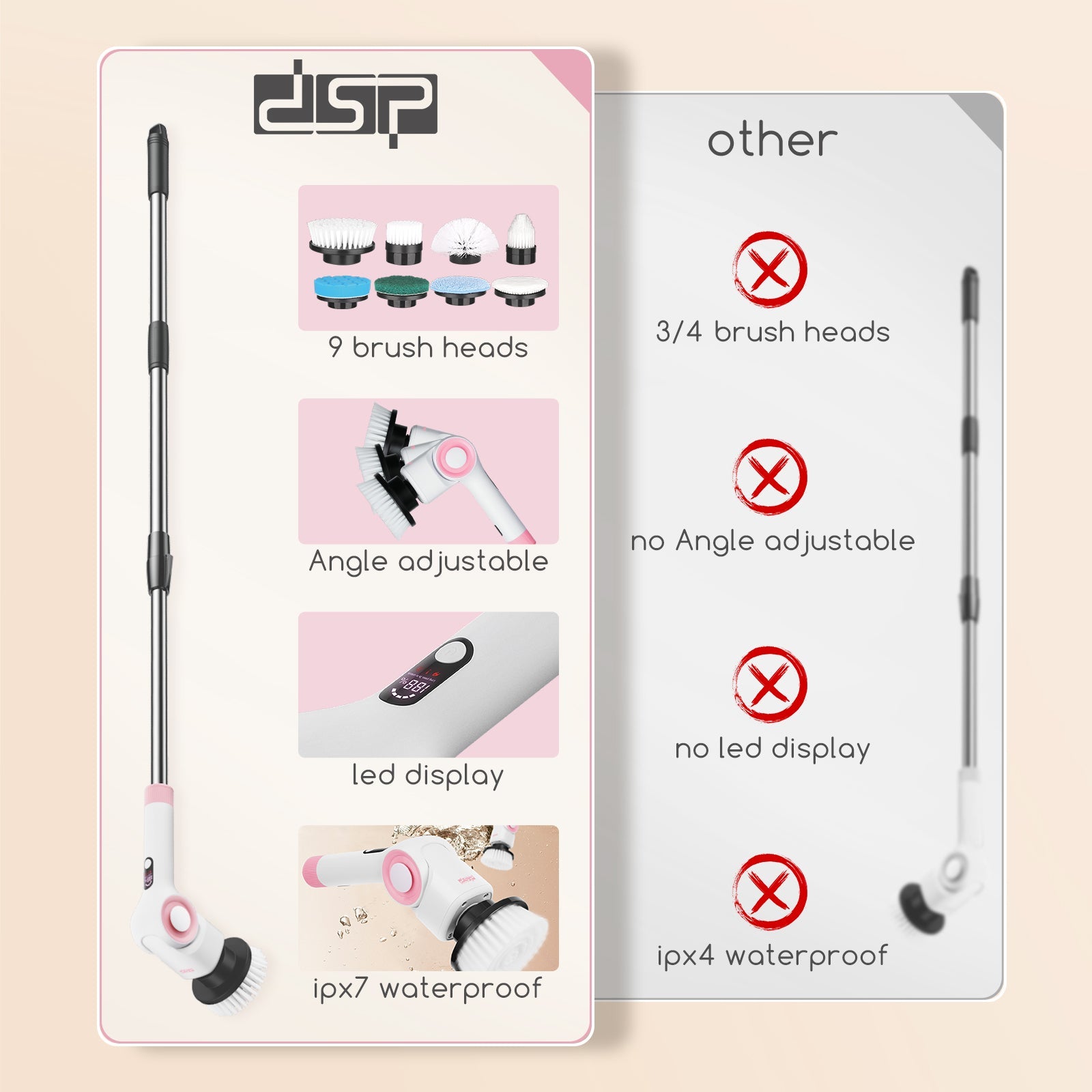 فرشاة تنظيف كهربائية دوّارة 11 في 1 KD2504